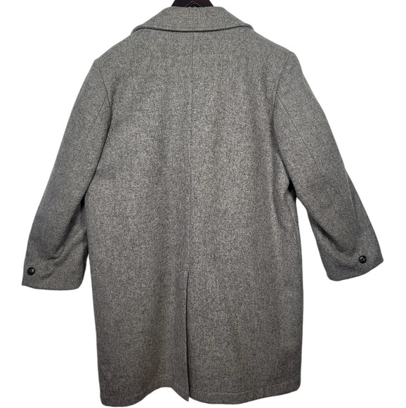 Vintage Botany 500 Gray Fleece Lined Wool Trench Coat Button Up Overcoat Pockets - Picture 2 of 16